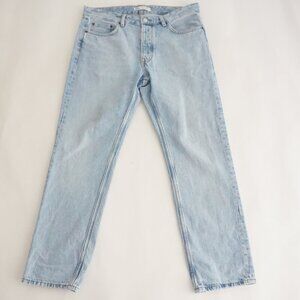Zara Light Blue Faded Wash Straight Leg Denim Jean Classic Everyday 34